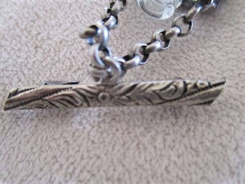 VINTAGE/ANTIQUE FRENCH CHATELAINE PERFUME BOTTLE/PIN WITH ROMANTIC SCENE AND FILIGREE