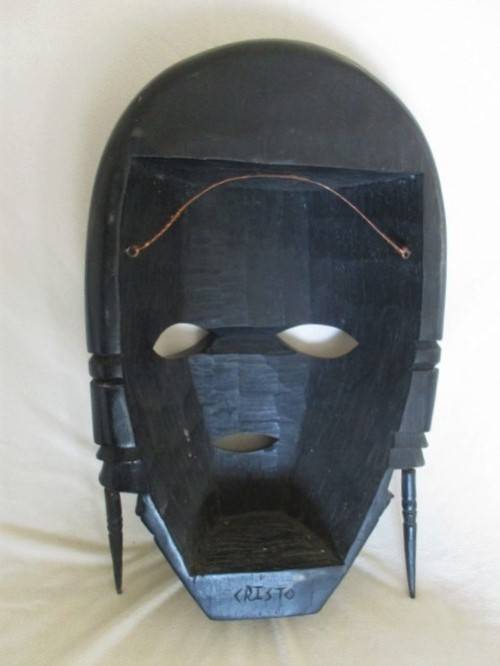 AWESOME MASK - LARGE, HEAVY HANDCARVED WOODEN AFRICAN MASK - SIGNED