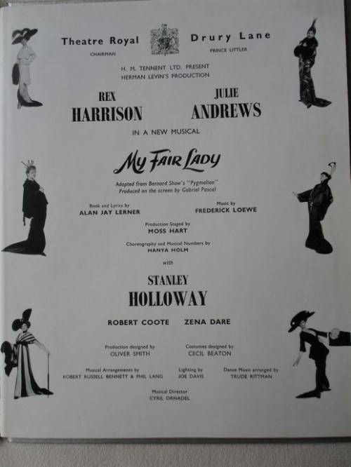 1958 SOUVENIR PROGRAMME BOOK - MY FAIR LADY AT THEATRE ROYAL WITH JULIE ANDREWS/REX HARRISON