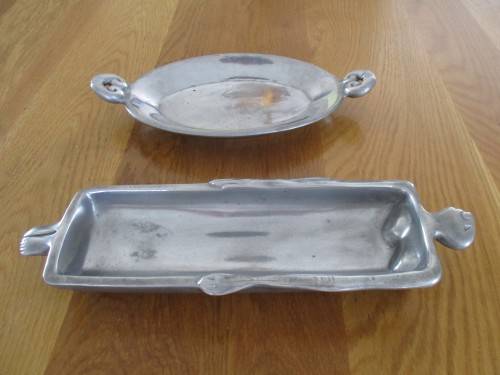 TWO VINTAGE CARROL BOYES PEWTER DISHES - ONE PRICE FOR BOTH