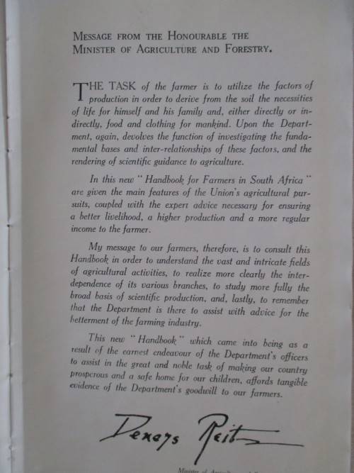 OLD UNION OF SOUTH AFRICA HANDBOOK FOR FARMERS IN SOUTH AFRICA (1937)