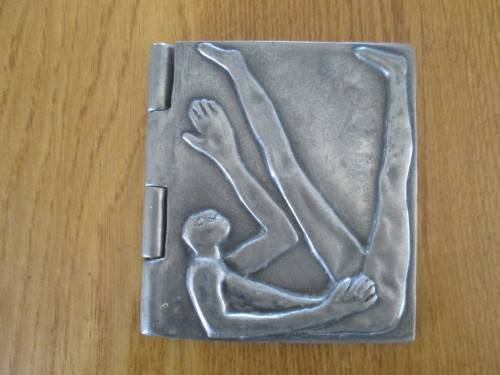 VINTAGE CARROL BOYES PEWTER NOTEBOOK HOLDER
