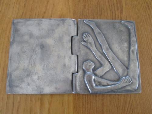 VINTAGE CARROL BOYES PEWTER NOTEBOOK HOLDER