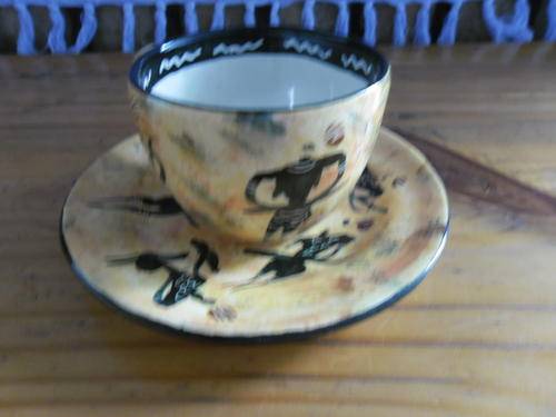 HAND PAINTED BUSHMAN DESIGN DUO SIGNED BY VIVIEN