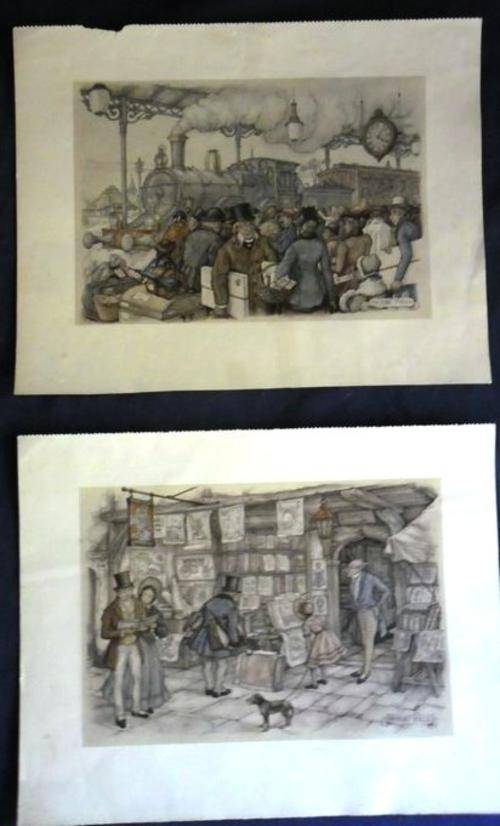 TWO VINTAGE ANTON PIECK PRINTS JUST WAITING TO BE FRAMED!!!