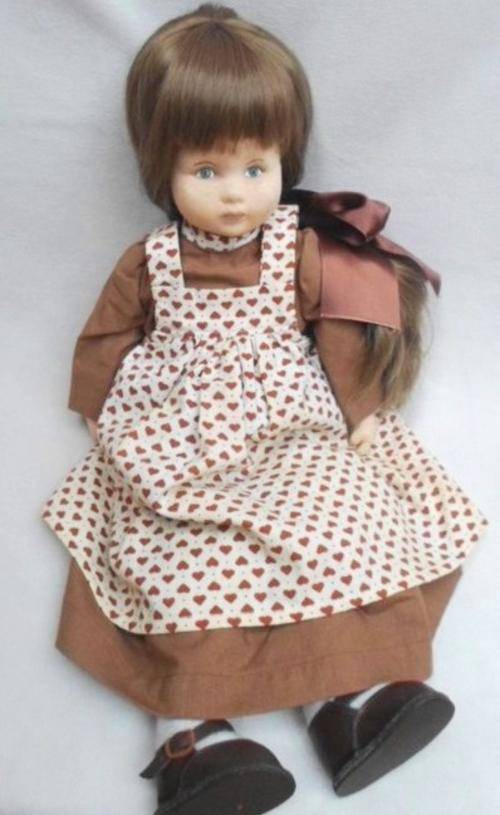 STUNNING 49CM HAND PAINTED CLOTH DOLL MADE FROM INTERLOCK KNIT FABRIC/ REAL LEATHER SHOES!!