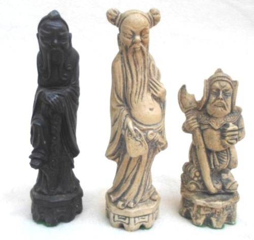 THREE VINTAGE CHINESE CHESS FIGURES FOR THE COLLECTOR OR TO DISPLAY AS ORNAMENTS!!