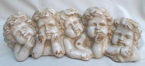 LARGE RUSTIC CERAMIC FIVE-CANDLE CANDLESTICK WITH FIVE SWEET CHERUBS!!