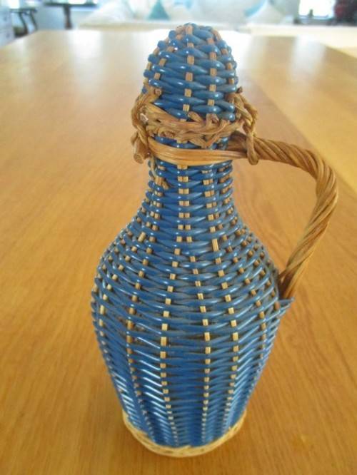 RARE!  3 VINTAGE 1930`s KWV WINES WICKER COVERED EAU DE COLOGNE PERFUME BOTTLES - AWESOME CONDITION