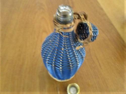 RARE!  3 VINTAGE 1930`s KWV WINES WICKER COVERED EAU DE COLOGNE PERFUME BOTTLES - AWESOME CONDITION