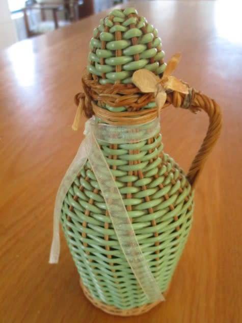 RARE!  3 VINTAGE 1930`s KWV WINES WICKER COVERED EAU DE COLOGNE PERFUME BOTTLES - AWESOME CONDITION