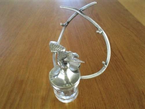 ANTIQUE VICTORIAN ERA INKWELL AND PEN HOLDER  WITH EAGLE ON LID - CIRCA 1880`s - BRADLEY & HUBBARD?