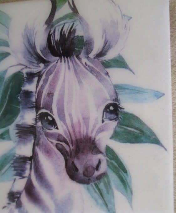 CUTE TILE - ZEBRA WITH SUCH SOULFUL EYES!