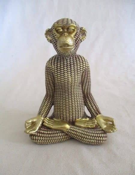 LOVE THIS FELLA!!  GOLD CERAMIC MONKEY IN YOGA POSE.  REMINDS YOU TO BREATHE ON HECTIC DAYS!