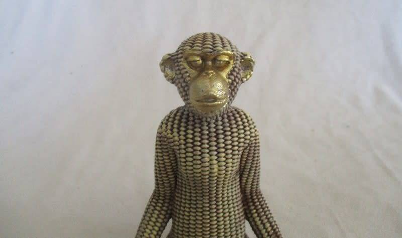 LOVE THIS FELLA!!  GOLD CERAMIC MONKEY IN YOGA POSE.  REMINDS YOU TO BREATHE ON HECTIC DAYS!