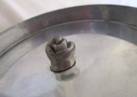 SO QUIRKY!!  CARROL BOYES STYLE SILVER METAL LIDDED CANISTER WITHPEWTER MAN PEEPING THROUGH LID
