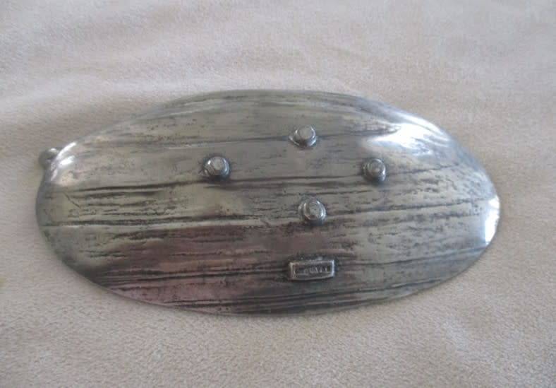 VINTAGE CARROL BOYES PEWTER SOAP DISH WITH NUDE LADY