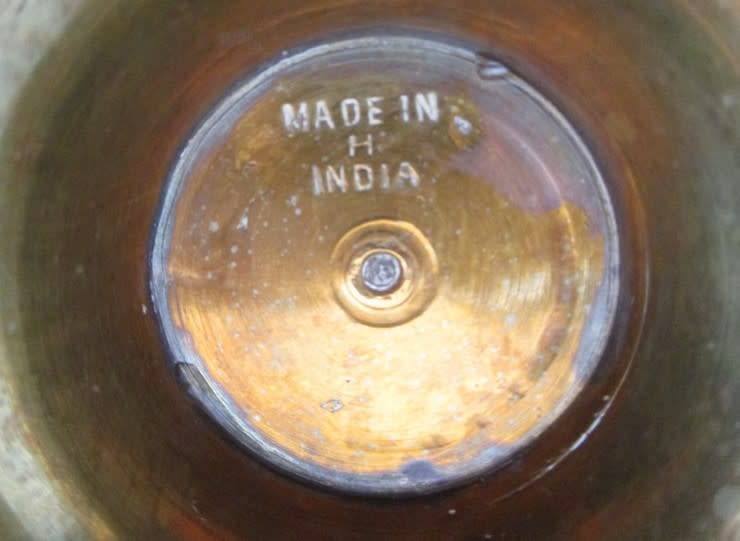 Two large antique solid brass vases - made in India and wonderfully looked after