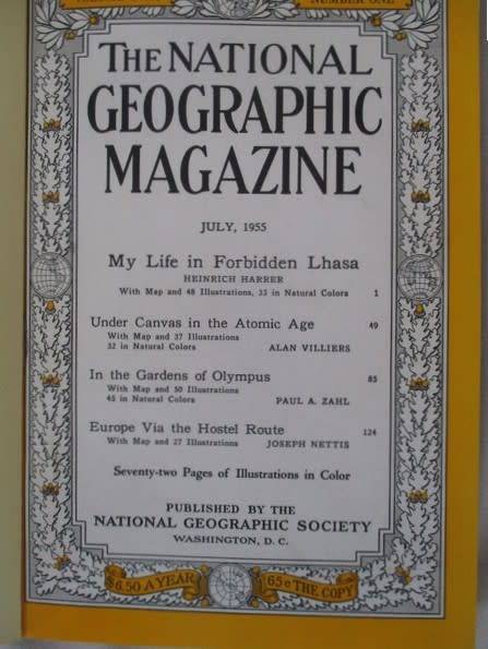 Six 1955 & 1956 National Geographic magazines (bound) plus book ex N.G. Writer & editor