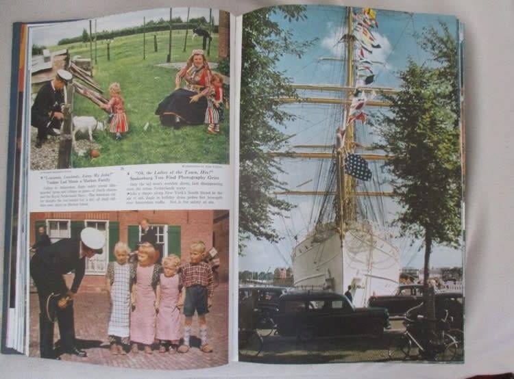 Six 1955 & 1956 National Geographic magazines (bound) plus book ex N.G. Writer & editor