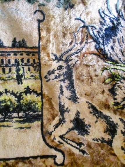 Rare Africana - vintage velvet wall hanging/throw depicting Union Buildings, Voortrekker wagons etc