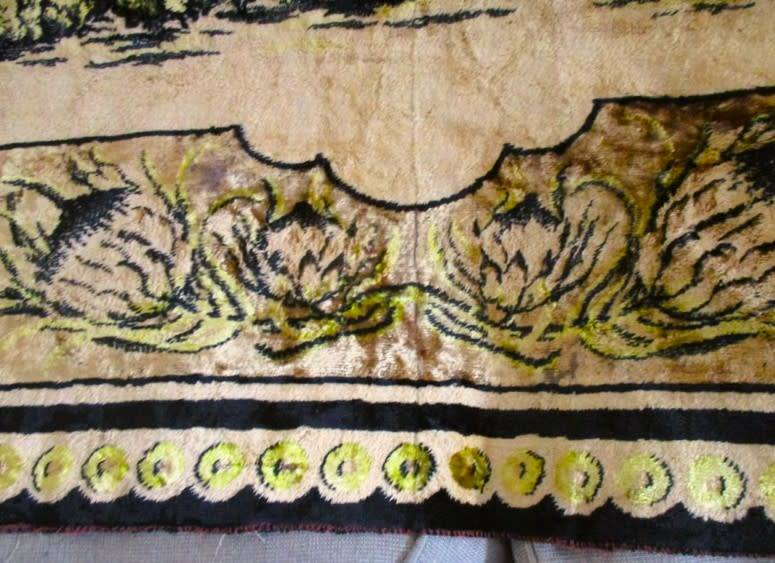 Rare Africana - vintage velvet wall hanging/throw depicting Union Buildings, Voortrekker wagons etc