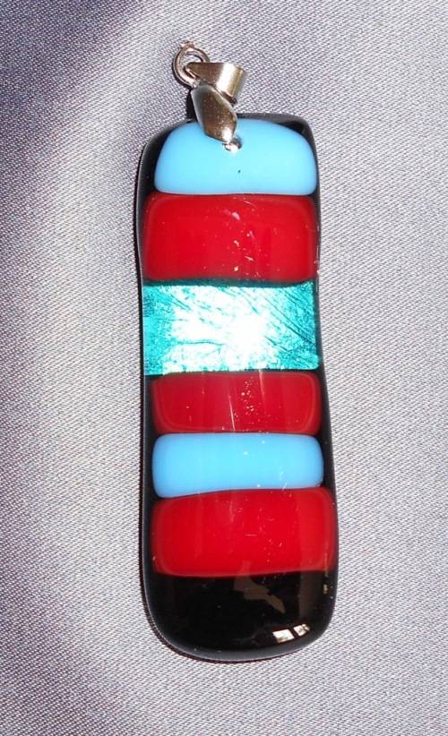 Funky Reds. Glass and Pure Silver Leaf Pendant