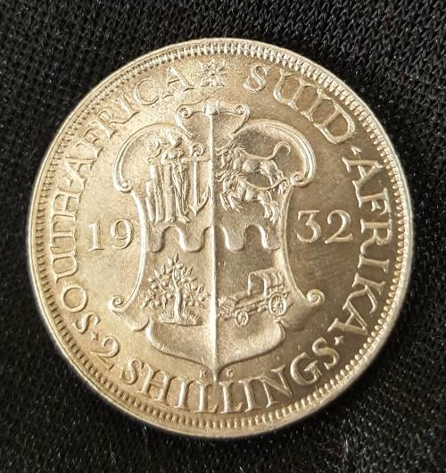 South Africa  2 Shilling 1932  (800% silver )