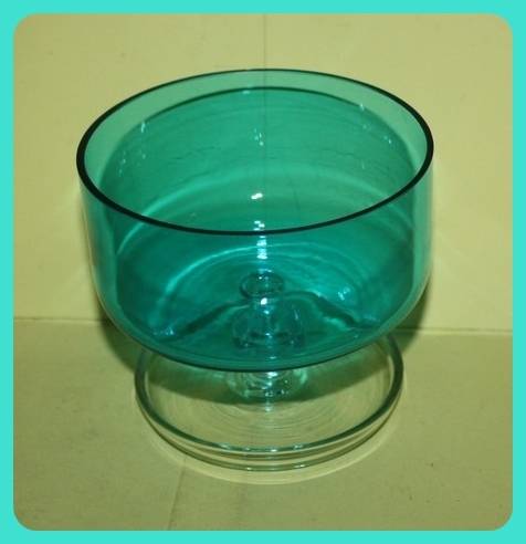 BLUE GLASS  FOOTED SNACK DISH