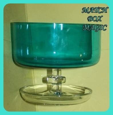BLUE GLASS  FOOTED SNACK DISH