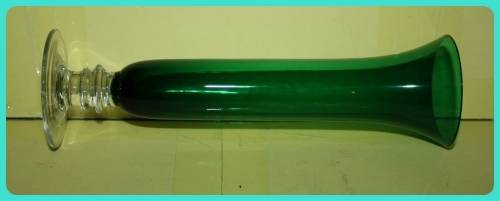 GREEN STEM VASE TRIPLE STEM CLEAR GLASS FLAT FOOT