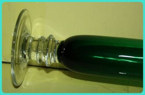 GREEN STEM VASE TRIPLE STEM CLEAR GLASS FLAT FOOT