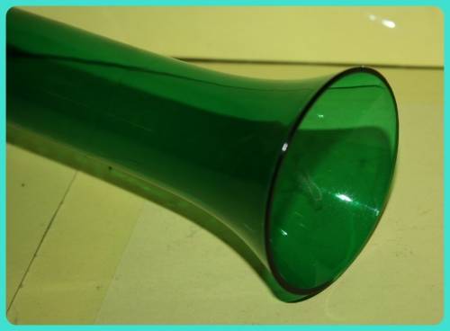 GREEN STEM VASE TRIPLE STEM CLEAR GLASS FLAT FOOT