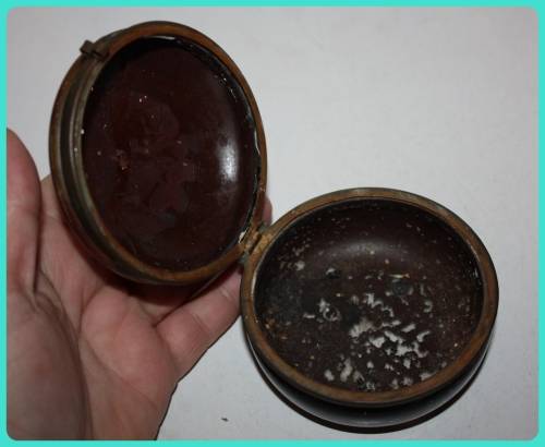 VERY UNUSUAL VINTAGE GLASS TRINKET DISH HAND PAINTED  FROM THE INSIDE I HAVE NEVER SEEN ONE LIKE IT