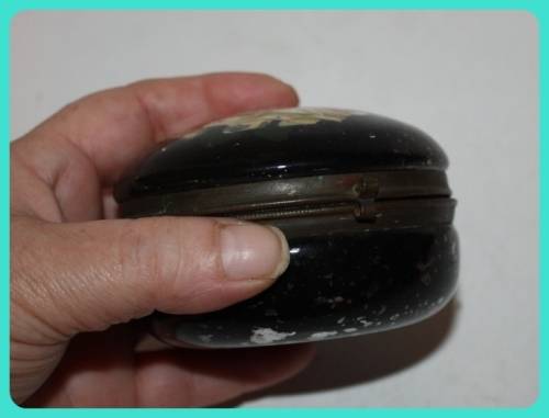 VERY UNUSUAL VINTAGE GLASS TRINKET DISH HAND PAINTED  FROM THE INSIDE I HAVE NEVER SEEN ONE LIKE IT