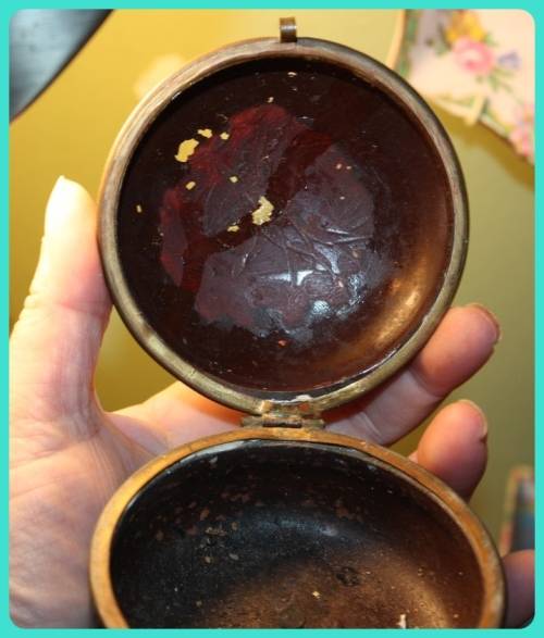 VERY UNUSUAL VINTAGE GLASS TRINKET DISH HAND PAINTED  FROM THE INSIDE I HAVE NEVER SEEN ONE LIKE IT