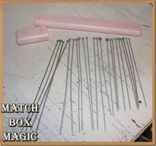 JOB LOT METAL KNITTING NEEDLES IN CASE PINK  11 PAIRS VARIOUS SIZES MAKES