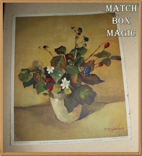 FINE ART PRINT VINTAGE BY M RIGGENBACH  HIPS AND BRAMBLE BERRIES NICE FOR FRAMING