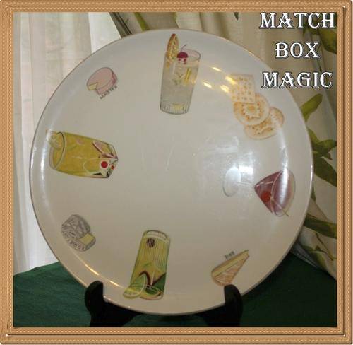 DECORATIVE IRONSTONE WARE SNACK DISH COOL RETRO LOOK