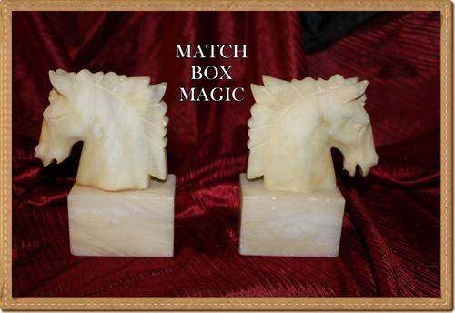 PAIR OF STONE HORSE HEAD BOOK ENDS SEE PHOTOS FOR CONDITION