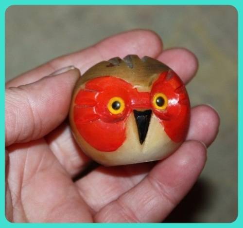 GENUINE ALABASTER HAND CARVED OWL MADE IN ITALY