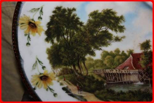 LOVELY PAIR OF MATCHING WALL PLATES RIVER SCENES  FISHING AND WATER MILL