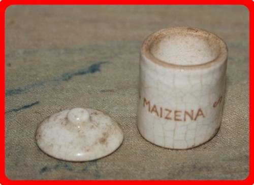 DOLLS HOUSE ITEM MAIZENA  JAR WITH LID PERFECT FOR A TINY KITCHEN SCENE