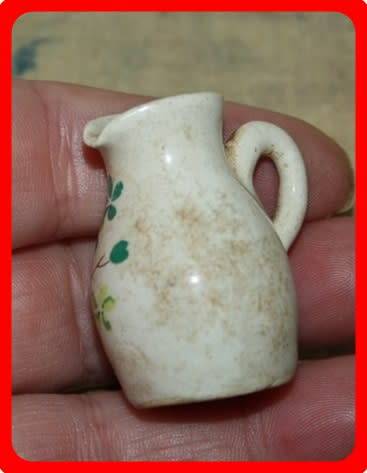 MINIATURE HAND PAINTED JUG WITH LEAF MOTIEF