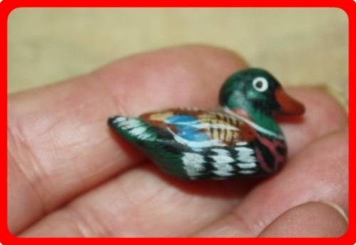 MINIATURE WOODEN DUCK HAND PAINTED