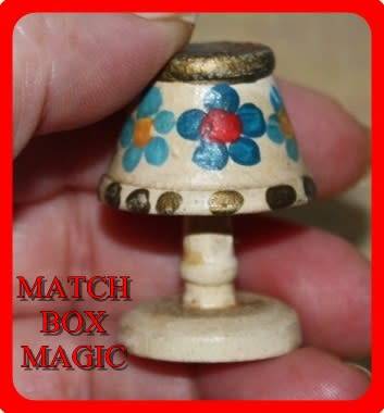 MINIATURE WOODEN HAND PAINTED BEDSIDE LAMP FOR DOLLS HOUSE