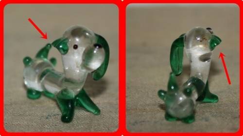 MINIATURE PAIR OF SMOKEY GLASS SAUSAGE DOGS (D)