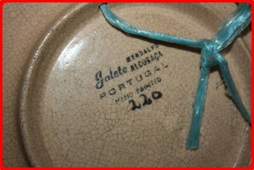 VINTAGE HAND PAINTED FLORAL WALL PLATE FROM PORTUGAL  STAMPED ON BACK