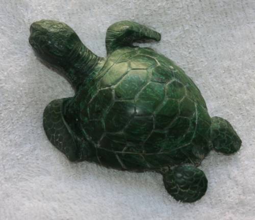 HAND CARVED STONE TURTLE  GREEN STONE MALACHITE