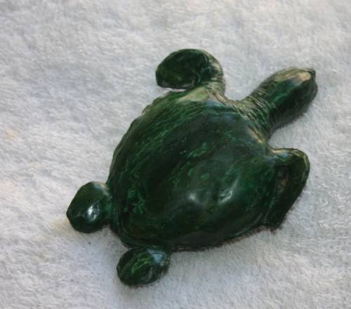HAND CARVED STONE TURTLE  GREEN STONE MALACHITE